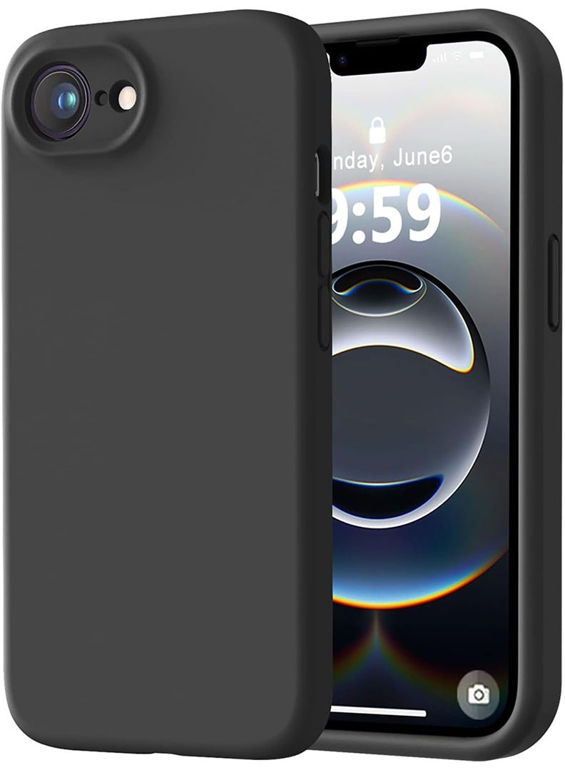 Case Up Compatible with Apple iPhone 16e 6.1 Inch Case, Soft & Premium Liquid Silicone [Anti-Scratch Microfiber Lining] Shockproof Protective Slim Phone Cover for iPhone 16e 2025, Black - Image 1